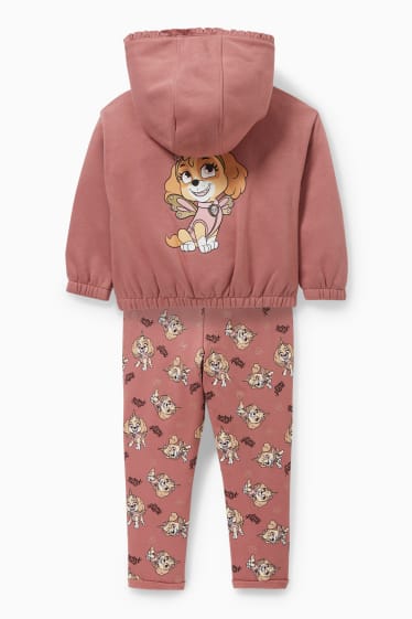 Enfants filles - Pat’ Patrouille - ensemble - sweat zippé en molleton avec capuche, pantalon de jogging avec haut à manches longues - rose foncé