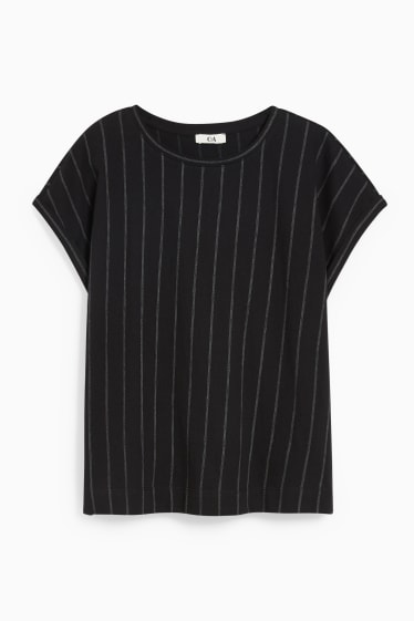 Kobiety - T-shirt - w paski - czarny
