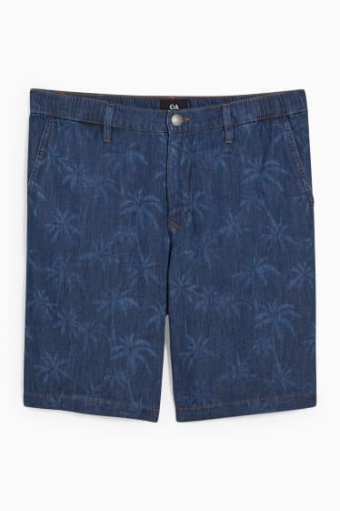 Heren - Korte broek met hennepvezels - jeansdonkerblauw