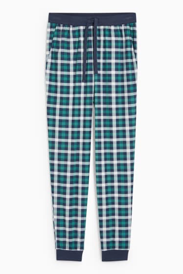 Hommes - Pyjama en flanelle - à carreaux - bleu foncé