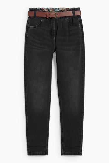 Kinder Mädchen - Regular Jeans mit Gürtel - dunkeljeansgrau