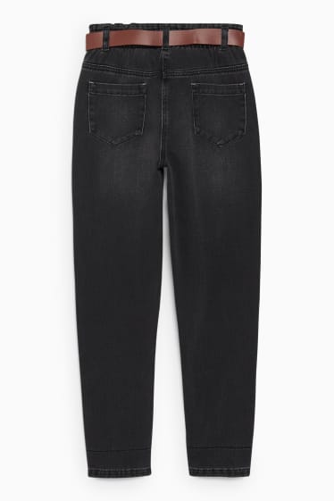 Kinder Mädchen - Regular Jeans mit Gürtel - dunkeljeansgrau