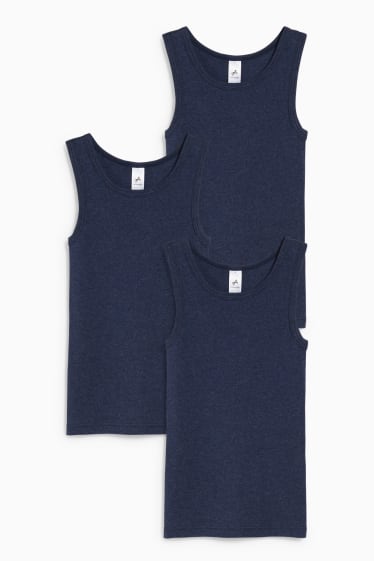 Niños - Pack de 3 - camisetas interiores - azul oscuro-jaspeado