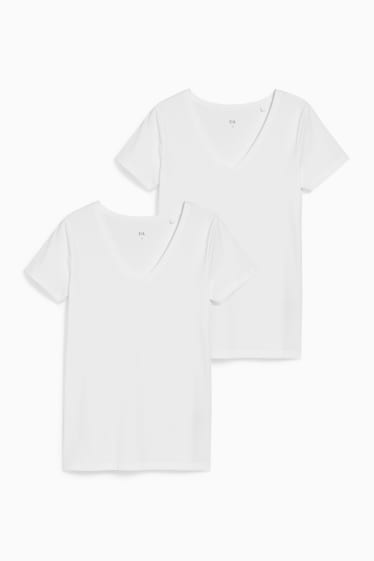 Damen - Multipack 2er - Basic-T-Shirt - weiss