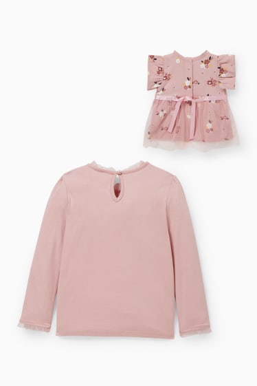 Bambini - Set - maglia a maniche lunghe e vestito da bambola - 2 pezzi - rosa