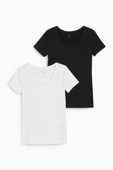 Women - Multipack of 2 - basic T-shirt - white / black