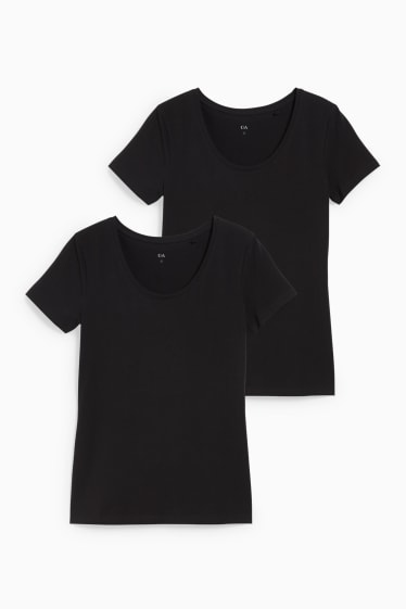 Femmes - Lot de 2 - T-shirt basique - noir