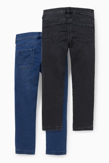 Kinderen - Set van 2 - jegging jeans - glanseffect - zwart