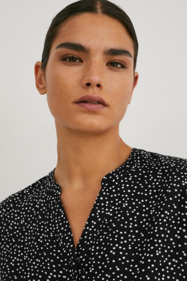 Women - Blouse - polka dot - black