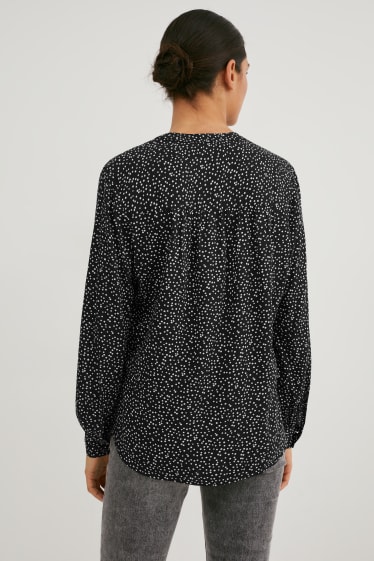 Women - Blouse - polka dot - black