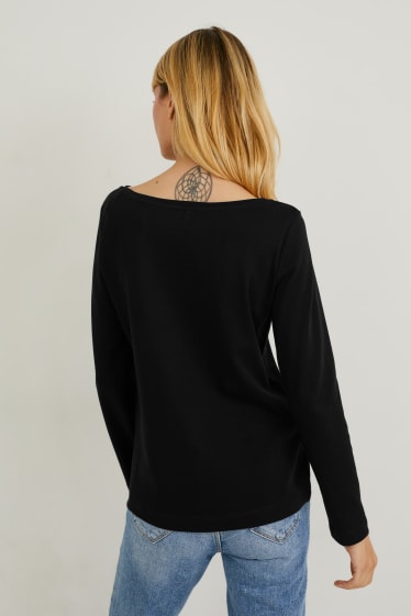 Kobiety - Koszulka z długim rękawem typu basic - czarny