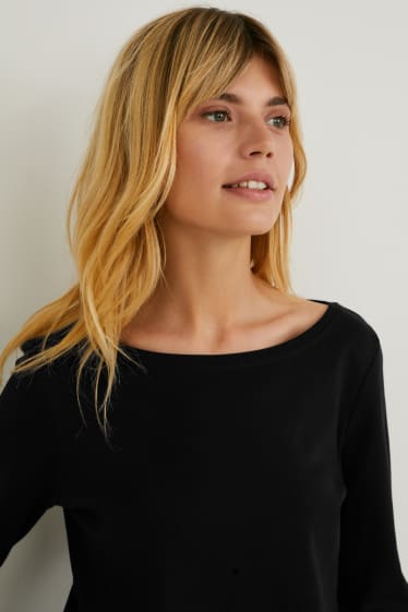 Mujer - Camiseta básica de manga larga - negro