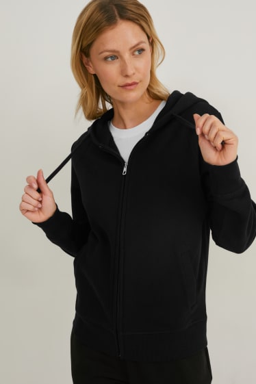 Women - Zip-through sweatshirt with hood - black