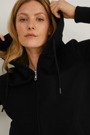 Dámské - Tepláková bunda s kapucí - černá
