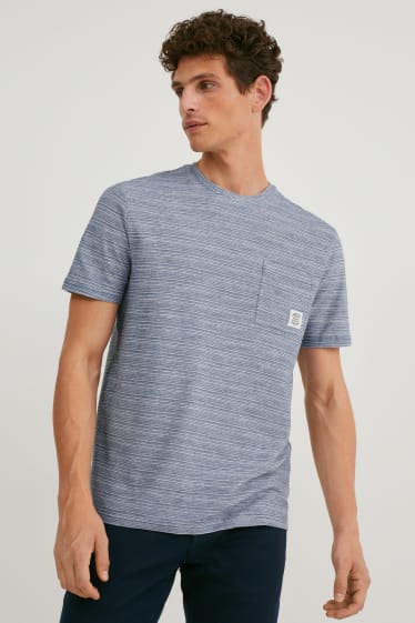 Herren - T-Shirt - gestreift - dunkelblau / weiss