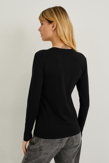 Dames - Set van 2 - basic-longsleeve - zwart