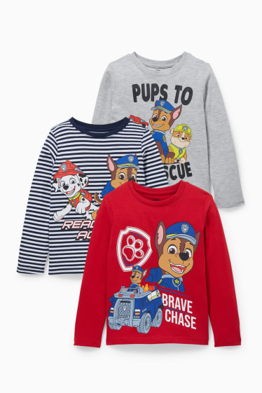 Niños - Pack de 3 - La Patrulla Canina - camisetas de manga larga - azul oscuro