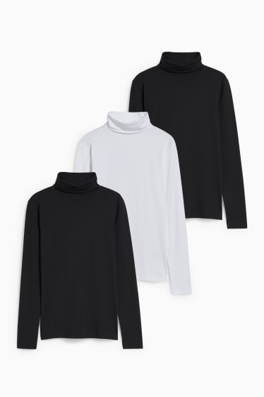 Mujer - Pack de 3 - camisetas básicas de cuello vuelto - negro