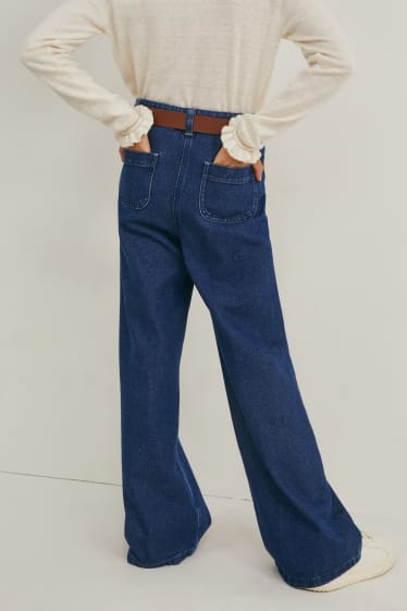 Enfants - Jean coupe droite à ceinture - jean bleu
