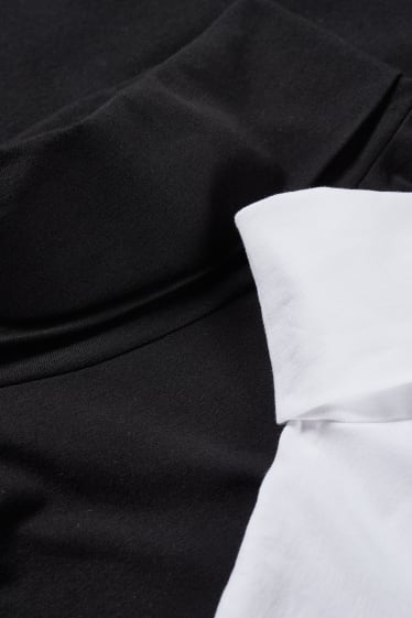 Damen - Multipack 3er - Basic-Rollkragenshirt - schwarz
