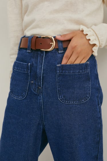 Kinderen - Straight Jeans met riem - jeansblauw