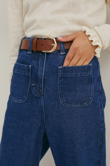 Children - Straight jeans with belt - blue denim