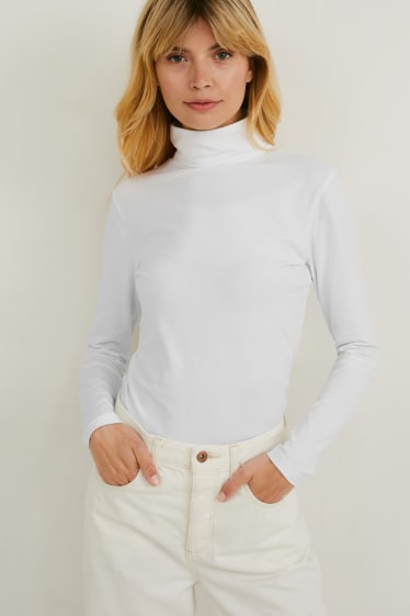 Damen - Multipack 3er - Basic-Rollkragenshirt - schwarz
