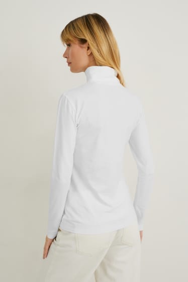 Damen - Multipack 3er - Basic-Rollkragenshirt - schwarz