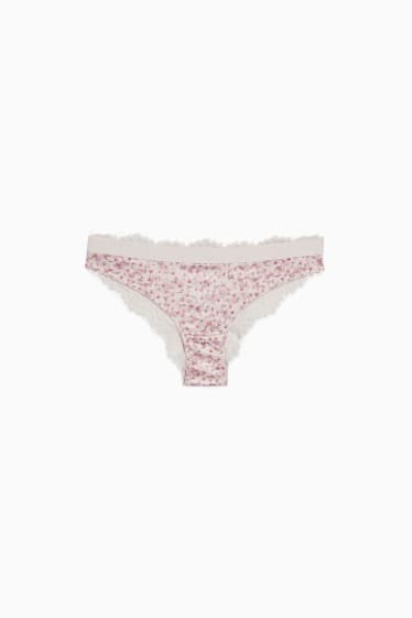 Dames - Slip - gebloemd - roze