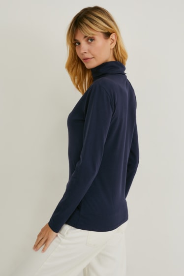 Women - Multipack of 3 - basic polo neck top - dark blue