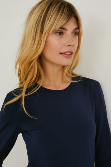 Donna - Confezione da 2 - maglia a maniche lunghe basic - blu scuro