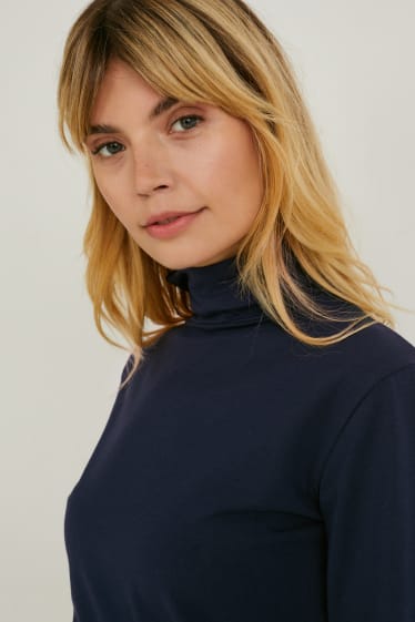 Women - Multipack of 3 - basic polo neck top - dark blue