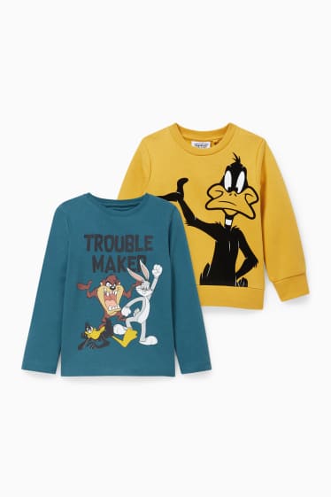 Dzieci - Wielopak, 2 szt. - Zwariowane melodie - bluza i koszulka z długim rękawem - żółty