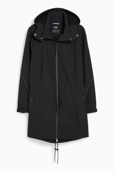 Women - Softshell jacket with hood - black