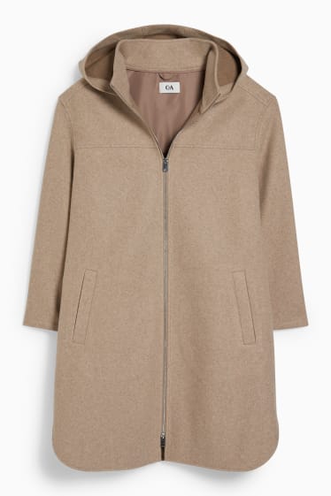 Femmes - Manteau à capuche - beige chiné