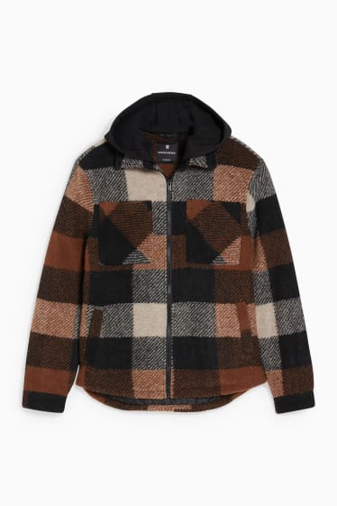 Uomo - CLOCKHOUSE - giacca camicia con cappuccio - a quadretti - marrone