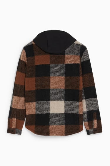 Herren - CLOCKHOUSE - Hemdjacke mit Kapuze - kariert - braun