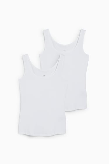 Dames - Set van 2 - basic-topje - wit