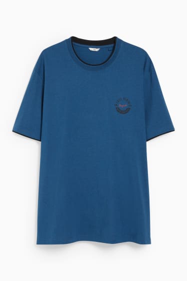 Mężczyźni - T-shirt w stylu 2 w 1 - ciemnoniebieski