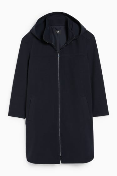 Women - Coat with hood - dark blue