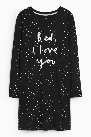 Women - Nightshirt - patterned - black