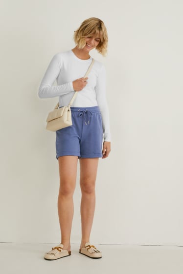 Women - Basic sweat shorts - blue