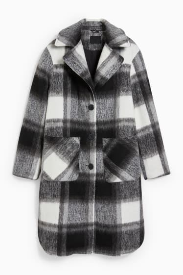 Women - Coat - check - gray