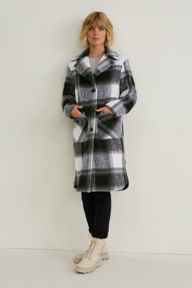 Women - Coat - check - gray
