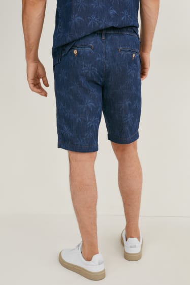 Hommes - Shorts avec fibres en chanvre - jean bleu foncé