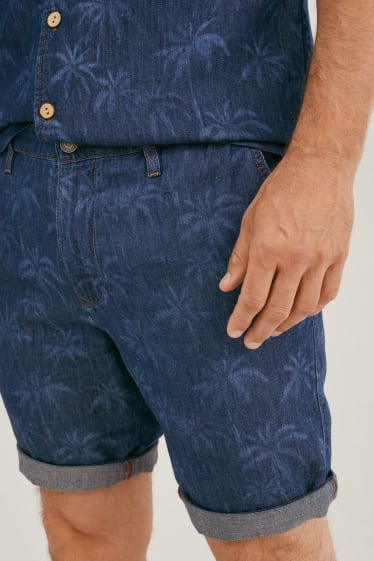 Bărbați - Pantaloni scurți cu fibre de cânepă - denim-albastru închis