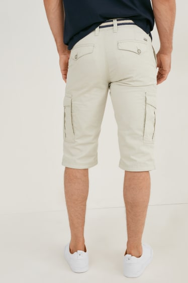 Men - Cargo bermuda shorts with belt - beige