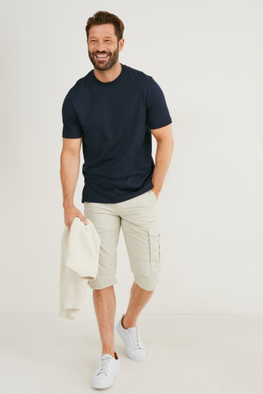 Men - Cargo bermuda shorts with belt - beige