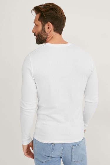 Pánské - Tričko s dlouhým rukávem - bílá