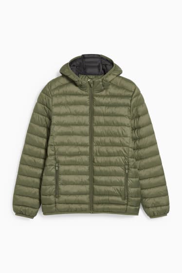 Uomo - Giacca trapuntata con cappuccio - verde scuro
